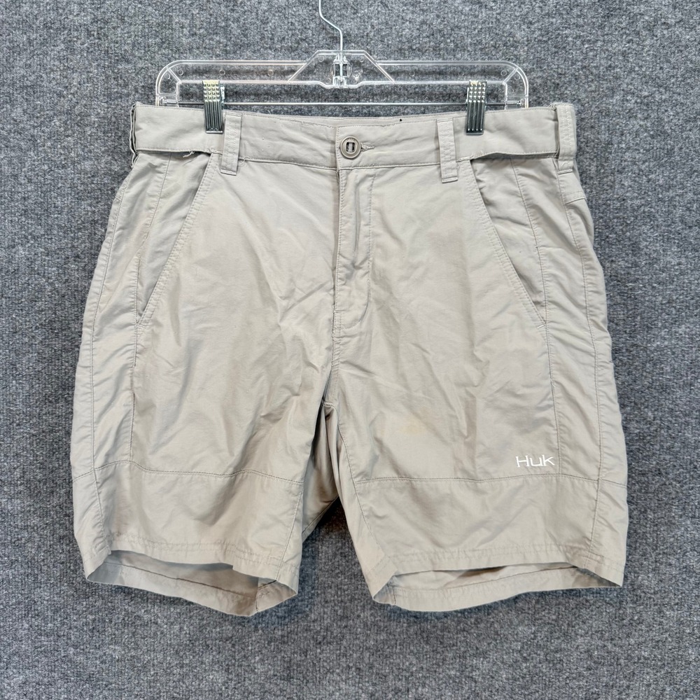 Huk Fishing Shorts Mens Large Tan Next Level Performance Cargo Utility Pockets